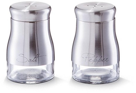 Zeller 19893 Edelstahl/Glas Salz- und Pfefferstreuer-Set 2-teilig, Ø 6 cm x 9.5 cm, Gewürz-Spender Salz-Streuer Pfeffer-Streuer …