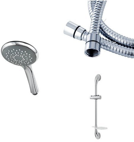 Triton 5 Position Shower Head- Chrome with 1.75m Shower Hose - Chrome and Joshua Riser Rail - Chrome