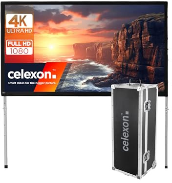 celexon Mobil Expert Faltrahmen-Rück-Leinwand 185 | 406x228 cm 16:9 | transportable 4K, Full-HD Projektionsfläche mit Standgerüst für Ihren Outdoor- & Heimkino-Beamer | inkl. Roll-Koffer