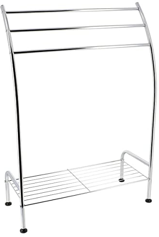 TENDANCE - Porte Serviettes 1 Etagère 3 Barres - Chrome - Salle de Bain - Petit Mobilier
