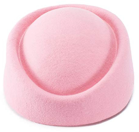 Lawliet Wool Felt Fascinator Wedding Hat Pillbox Hat for Women Pretty Hostesses Cap (Pink)