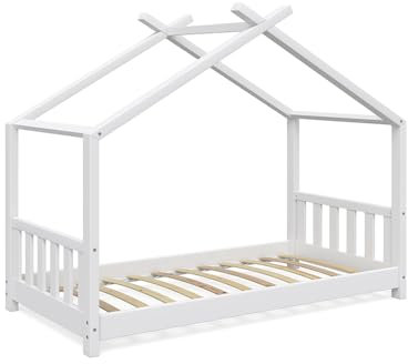 VitaliSpa Hausbett Design, Bett aus Holz, Weiß, 80x160 cm