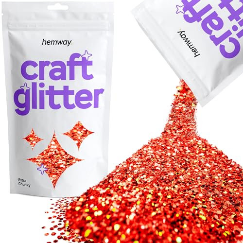 Hemway Craft Glitter 100g 3,5 Unzen Extra-Chunky 1/24 0,040 1MM (RED Holographic)
