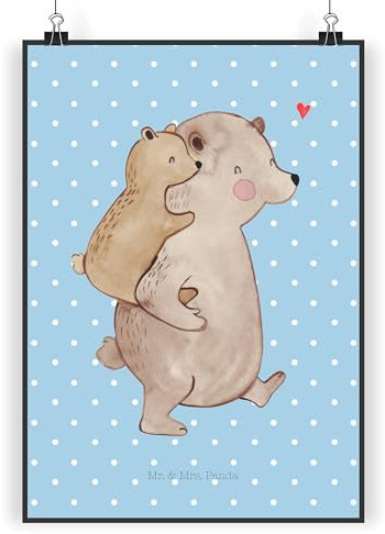 Mr. & Mrs. Panda Bild Papa Bär DIN A4 - Geschenk, Vater, Geburtstag, Poster, Vatertag, Deko, Kunstdruck, wanddeko, Wandbild, Muttertag