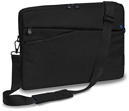 Pedea - Laptoptasche *Fashion* Notebook-Tasche bis 15,6 Zoll - Laptop Umhängetasche mit Schultergurt - Laptophülle schwarz/blau - Notebooktasche für Damen & Herren