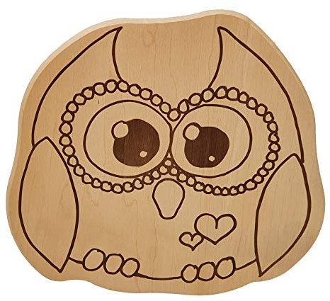 DEKOFANT Frühstücksbrettchen Kinder Holz Brett Motiv Eule Vogel Frühstücksbrett Kinder ca 28x26x1,5cm