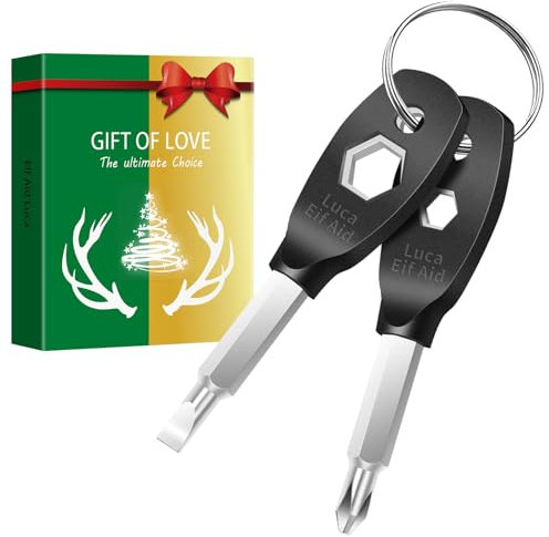 Christmas Gifts for Men, 4 in 1 Screwdriver Keychain Multitool, Stocking Stuffers for Men, Cool Gadgets Gifts for Dad Husband Boyfriends (Silver)
