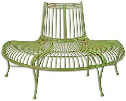 Decoratie Bank Gartenbank Parkbank halbrund grün Eisen Vintage Look 133,8 cm