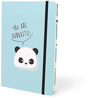 I-TOTAL - Lustiges Notizbuch A5 200 Fassaden/mit Gummibandverschluss Lesezeichen (Panda)