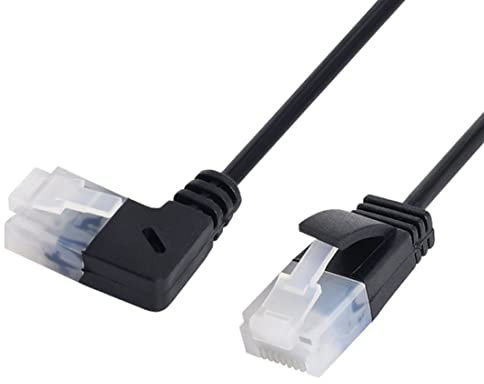 Câble Ethernet Cat6 Ultra mince CY RJ45 coudé à gauche à droit câble réseau UTP cordon de raccordement 90 degrés Cat6a Lan pour routeur d'ordinateur portable TV BOX 1M