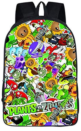 WANHONGYUE Plants vs. Zombies Bilddruck Backpack Rucksack Büchertasche Schultasche für Schüler Jungen Mädchen /7
