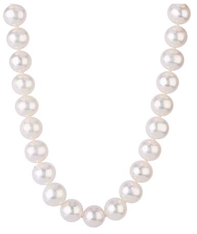 Treasure Bay Atemberaubende Halskette mit natürlichen weißen Süßwasserperlen der Güteklasse AA 8–9 mm, für Damen und Mädchen