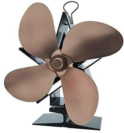 VIGAN Home Fireplace Fan 4 Blades Fireplace Fan Heat Powered Heating Stove Fan Fireplace Fan Wood Stove Fireplace Fan Heating Fan (Vintage Copper)