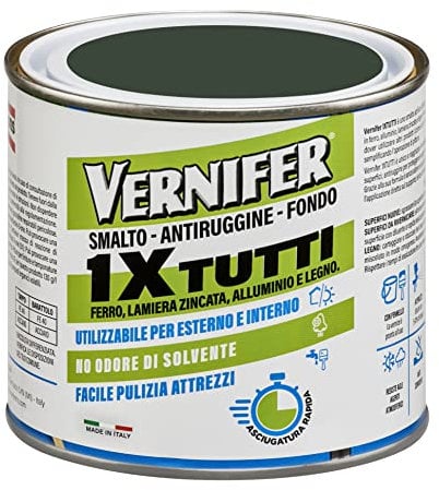 AREXONS | Vernifer 1 x Tutti, Smalto Acrilico Pronto all'uso 500 ml, Smalto Antiruggine, Senza Odore, non Necessita Fondo, Colore Verde Bosco Brillante 4600
