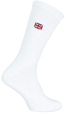 Urban Eccentric - Novelty Union Jack Motif Socks in White | Cotton Rich Britain Flag Socks | Mens & Womens Socks (6-11, Union Jack)