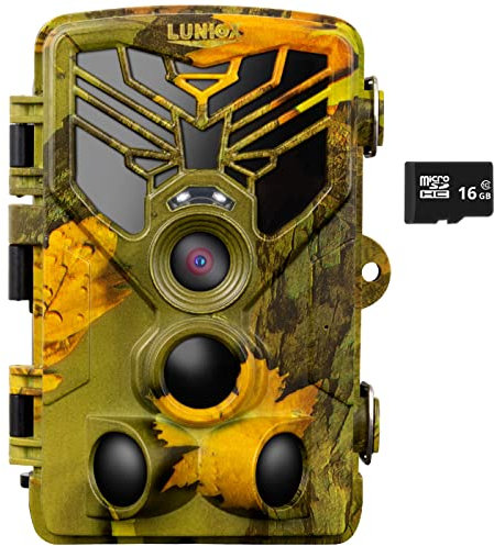 LUNIOX VC24 Wildkamera Fotofalle Digital Full HD bis zu 24MP mit Bewegungsmelder Nachtsicht Schutzart: IP65 Wildlife Jagdkamera + Netzadapter