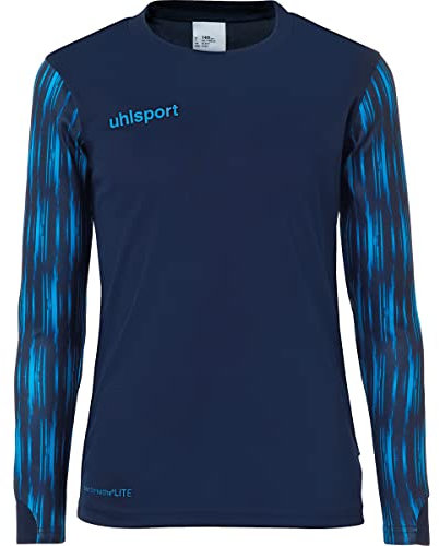 uhlsport Reaction Goalkeeper Set JUNIOR Jugend Torwart Torhüter Fußball Set aus gepolstertem Shirt und Hose, komplette Torhüterbekleidung/Set für Jugendliche - Marine/Fluo blau - Größe 116