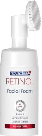 Novaclear Retinol Facial Foam Cleanser – Anti-Aging Face Wash with Retinol, Arnica Extract & Licorice – Silicone Brush for Deep Cleansing, Exfoliation & Microcirculation – For Mature Skin – 100 ML