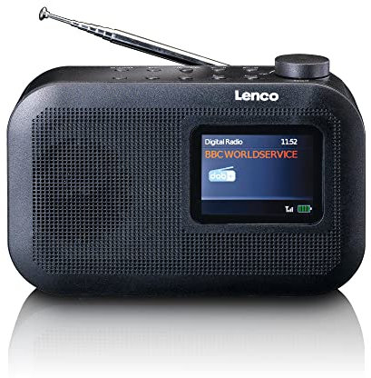Lenco PDR-026 Radio Portable Dab+ - Bluetooth 5.1 - Radio FM PLL - 3 Touches mémoire - Écran Couleur 2,6 - Batterie intégrée - Antenne télescopique - Noir