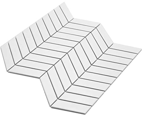 Mosaik weiss Pfeiloptik Keramik matt Chevron Wand Boden Küche Bad Dusche