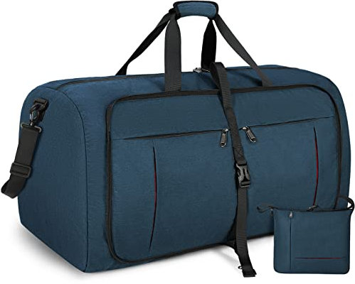 NUBILY Faltbare Reisetasche Groß 100L Sporttasche Herren Damen mit Schuhfach Leichter Reisetaschen Weekender Handgepäck Tasche Blau