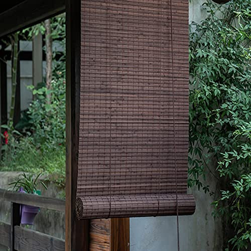 Natürliche Bambus-Rollo Raffrollos Breite 50cm-150cm - Bambusrollo Aussenbereich Wetterfest, Holzrollo Jalousie, Lichtfilternde Sonnenschutz Fenster Sichtschutz Rollos