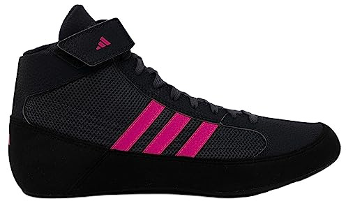adidas Men's HVC Wrestling Shoe, Black/Charcoal/Hot Pink, 11