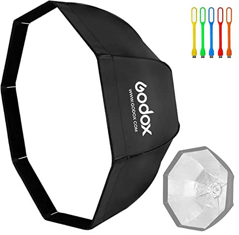 Godox SB-UE 37/95cm Octagon Softbox Kit, Octa Faltbarer Regenschirm Softbox, Tragbare Octabox mit Bowens-Mount Speedring und Tragetasche für Studio Flash Monolight, Portrait und Produktfotografie