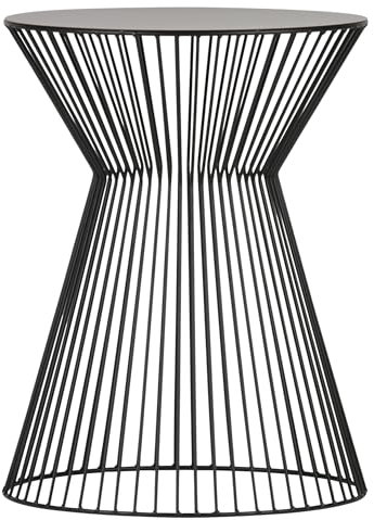 Dezain® - Beistelltisch Suus aus Metall | ideal als Nachttisch, Pflanzenhocker & Telefontisch | Kleiner Beistelltisch für Deko | runder Couchtisch in schwarz