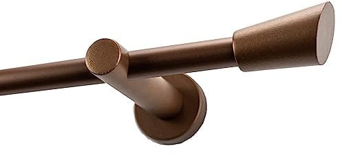 Garesa Gardinenstange Molis Ø 20mm, 1-läufig, Bronze lackiert I Stabile Vorhangstange ohne Ringe I Mit Endknopf Keil I Auch für mittelschwere Vorhänge I 210cm