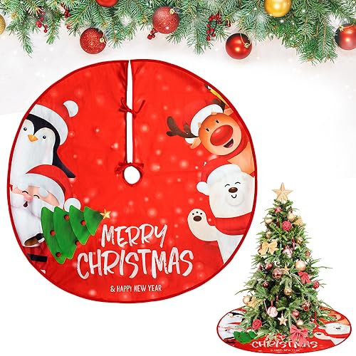 LIMITADA Weihnachtsbaum Decke Christbaumdecke 90CM Christmas Tree Skirt Tannenbaum Teppich Tannenbaum Decke Rot Weihnachtsbaum Rock Weihnachtsbaumdecke Tannenbaum Decke für Weihnachtsbaum Deko