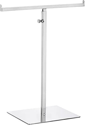 sourcing map Purse Display Stand T Shaped Metal Adjustable Handbag Rack Double Hook Holder Necklace Organizer for Home Boutique Store - Silver