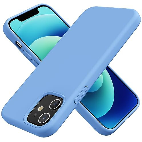 TAXXOE Silicone Case Compatible with iPhone 12 Case/12 pro case Soft Ultra Slim Protective Shockproof Liquid Silicone Phone Case,Anti-Scratch Microfiber Lining, 6.1 Chrysanthemum Blue
