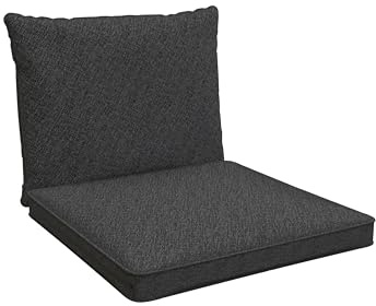 POKAR Loungekissen Stuhlkissen für Stuhl Rattanmöbel Gartenmöbel Kissen, 2er Set (1x Sitzkissen 40x40x5 cm + 1x Rückenlehne 50x40x15 cm), Anthrazit