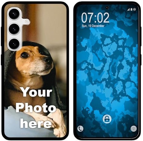 PhoneNatic personalisierte Handyhülle für Samsung Galaxy S24 Custom Case Schwarz zum selbst gestalten mit eigenem Foto Bild Text individuell