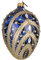 Großes, mundgeblasenes Osterei-Ornament aus Glas, dunkelblau