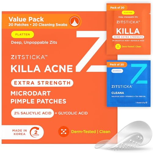 ZitSticka 20 Stück extra starke Akne-Pflaster für das Gesicht – das leistungsstärkste Knopfpflaster mit schnell wirkenden Microdarts – beginnt in 2 Stunden für Bereiche zu arbeiten