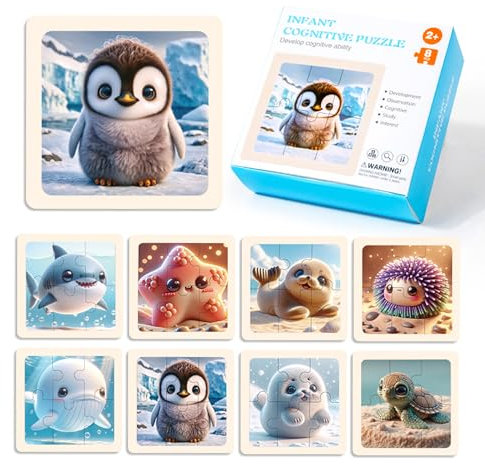 LUMIN TUTU Kinderpuzzle 8 Stück, Puzzle Kinder & Puzzle ab 3, Spielzeug ab 2 Jahre Lernspielzeug | Puzzle 6 Teile Geeignet für Jungen und Mädchen ab 2 3 4 5 Jahren(Unterwasserwelt)