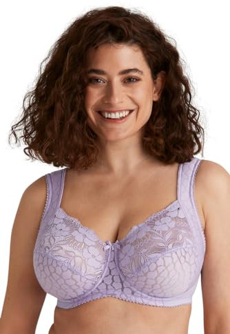 Miss Mary of Sweden Jacquard & Lace Womens Underwired Bra with Side Support 38D Lavender