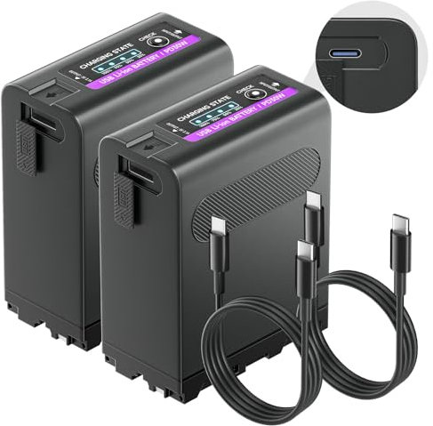 Mspalocell Batteria NP-F990 84,96Wh/11800mAh (PD30W USB-A e Tipo-c/USB-C) per Sony NP-F990 NP-F980 NP-F970 NP-F960 NP-F950 NP-F930 NP-F550 NP- F570 NP-F770 NP-F750 Batteria per videocamera, 2 pezzi