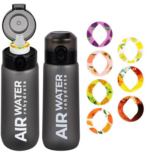 Air-up - Botella de agua creativa con 7 cápsulas de sabor para hacer ejercicio, promover beber agua, 0 azúcar y 0 calorías (negro mate)