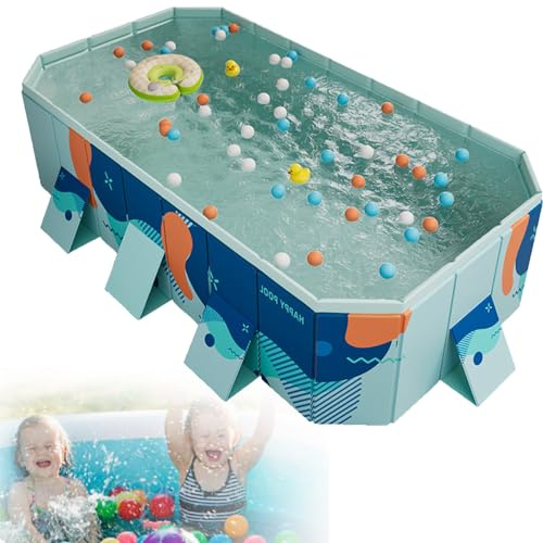 CGLYYDS Piscine Extérieure Pliable Non Gonflable pour Enfants Et Adultes, Piscine Hors Sol Pliable Non Gonflable avec Bouchon De Vidange Et Trou De Vidange pour Piscine Familiale,300cm/118.11in