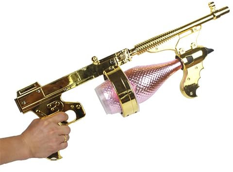 LBMED LED Champagne Gun Shooter, Beer Gun Shooter with Spray/pour Spout and Converter, Compatible with 750ml-1.5L Wine Bottles, 360°Jet Whole Venue, Atmosphere Climax, for Party, Club, Bar