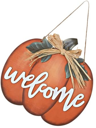 FUNOMOCYA Kürbis Türschild Hängend Rustikale Herbst Deko Innen Außen Willkommen Schild Thanksgiving Veranda Bauernhaus Pumpkin Decor