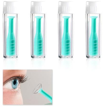 Set di 4 Applicatore Lenti a Contatto, Ventosa per Lenti a Contatto Morbide, Kit da Viaggio Portatile per Lenti Rigide e Morbide, Sicuro e Igienico, Ideale per Uso Quotidiano e in Viaggio