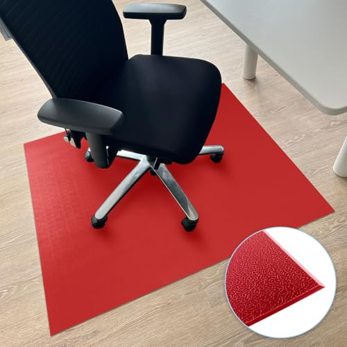 Floordirekt Bodenschutzmatte 100 x 150 cm, Rot - mit abgeschrägter Kante - Bürostuhl Unterlage aus PVC, Bodenschutz, Unterlegmatte, Schutzmatte für Laminat, Parkett, Hartböden (Kleopatra)