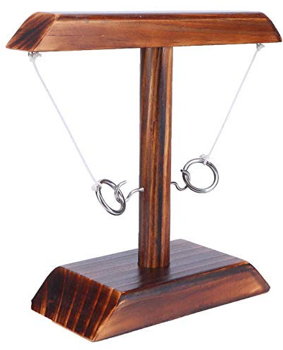 Ejoyous Wooden Toss Game for Adults & Kids - Table Top Throwing Game with 2 Hooks 2 Rings Fast-Paced Interactive Party Game for Bars Home Outdoor Black