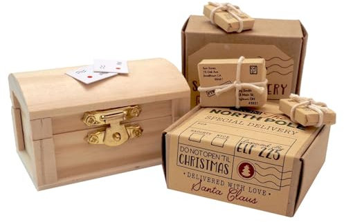 ZauberDeko Wichtel Zubehör Geschenke Pakete Kartons Truhe Weihnachten Post Briefe Set 6-teilig