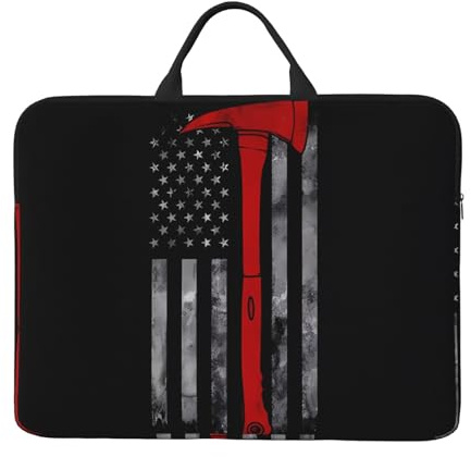 Firefighter Axe Red Line Flag Laptoptasche, 14 Zoll (35,6 cm), für Geschäftsreisen, Büro, mit Schultertasche, Kuriertasche, Aktentasche