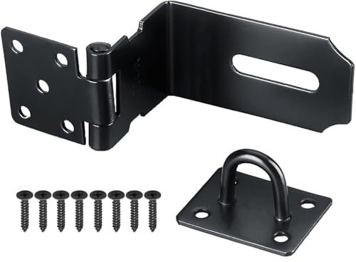 Litensh 4 Inch 90 Grad Rechtwinkliges Türriegelschloss Sicherheitsverschluss Türschließe Haspenschloss Scharnierschloss Überfalle Schloss Kellerschloss Türschloss Vorhängeschloss Haspe Schwarz